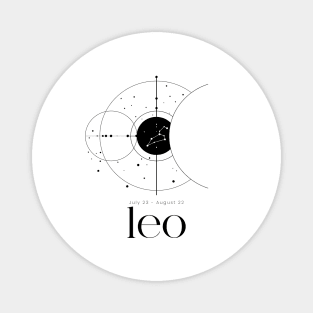 Black and White Minimalist Leo Zodiac Constellation Astrology Magnet